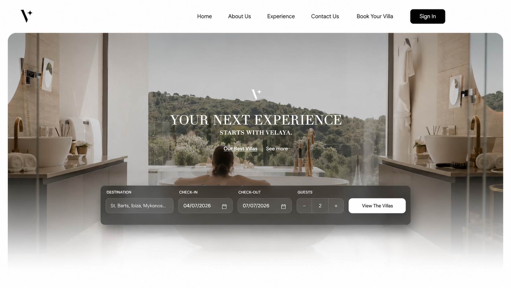 Velaya Experience · plateforme de villas de luxe