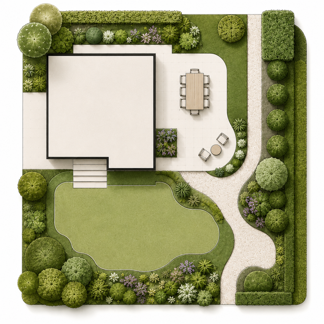 Aperçu de plan de jardin, concept de projection